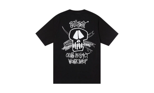 Stussy x Our Legacy Work Shop Surf Skull Pigment Dyed Tee 'Black' - Prism Hype