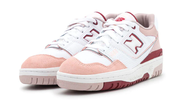 New Balance 550 White Scarlet Pink - Prism Hype New Balance 550 New Balance 550 White Scarlet Pink New Balance