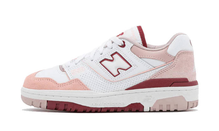 New Balance 550 White Scarlet Pink - Prism Hype New Balance 550 New Balance 550 White Scarlet Pink New Balance 36